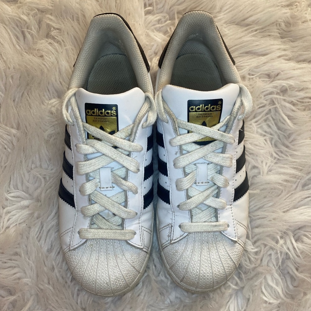Size 6.5 Black & White Adidas Superstar Tennis Shoes